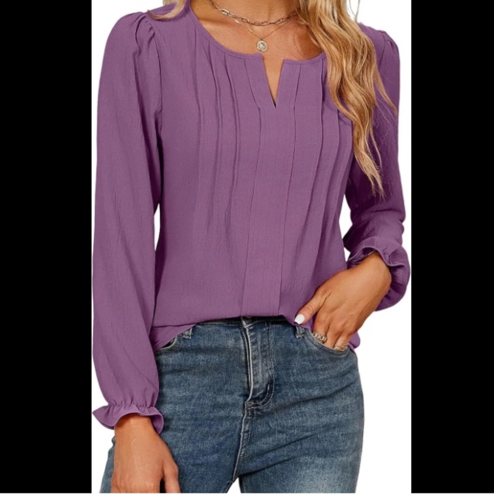 Bundle with any item in my closet for $2 more 
Lavender shirt blouse